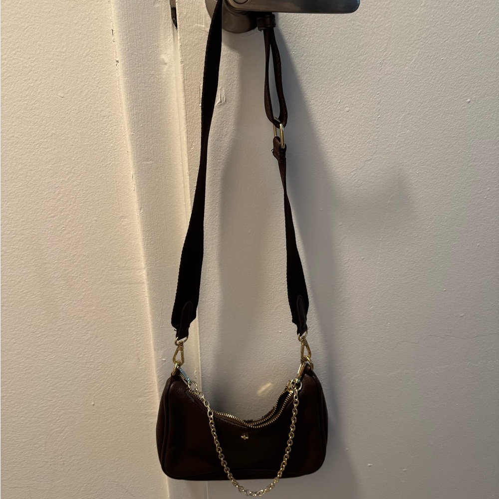 Peta + Jain Brown Crossbody Bag with Gold Chain
